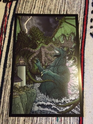 Horror Block December 2015 Godzilla Vs Cthulhu Print